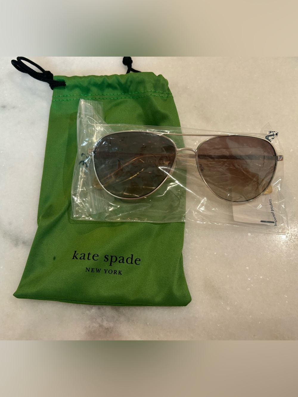 Kate Spade gold aviator sunglasses with brown lenses New - Picture 5 of 6